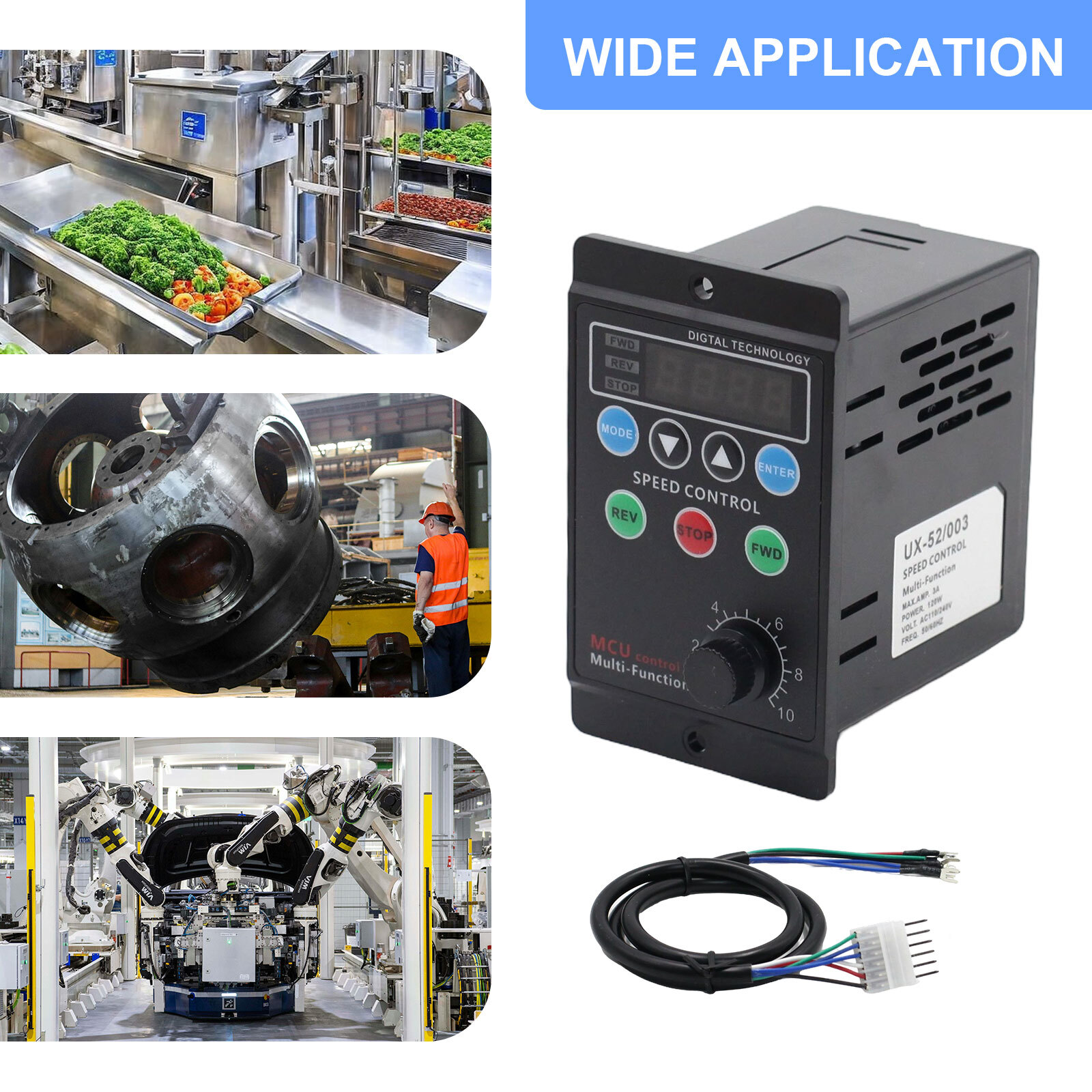 120W AC 110V Digital Motor Speed Control MCU Controller Target Value Settable 3A