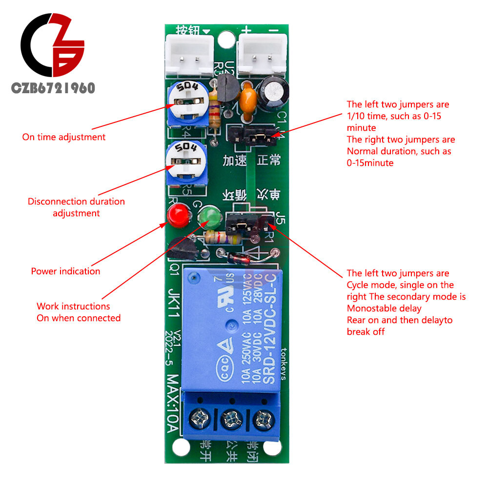 5V 12V 24V DC Infinite Cycle Delay Timer Relay Turn On-off Switch Loop Module