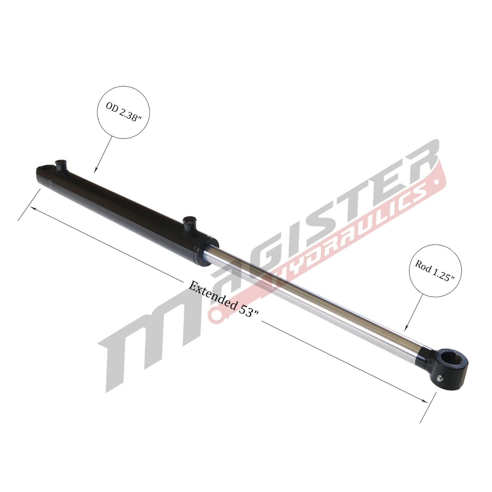 Hydraulic Cylinder Welded Double Acting 2″ Bore 22″ Stroke Tang 2×22 WTG NEW