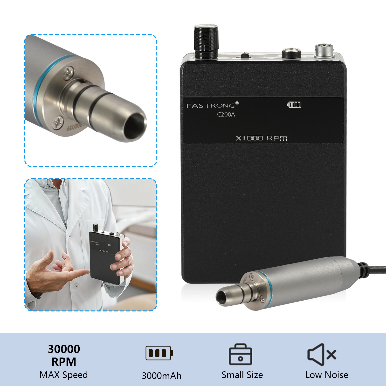 Dental Marathon Lab Electric Micromotor 35K RPM / Slow Handpiece Drill Burs Cups