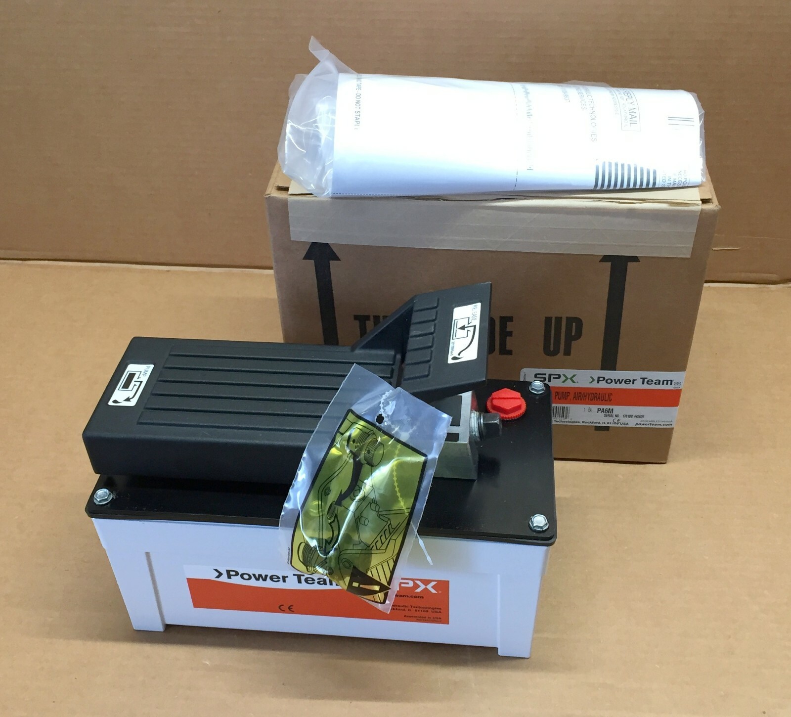 POWER TEAM PA6M AIR OVER HYDRAULIC FOOT PEDAL PUMP ALUMINUM RESERVOIR OEM PUMP