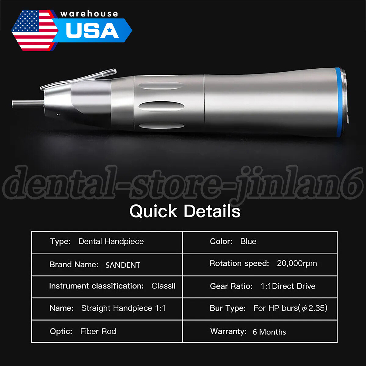 Dental 1:1 LED Fiber Optic Low Speed External Straight Surgical Handpiece COXO