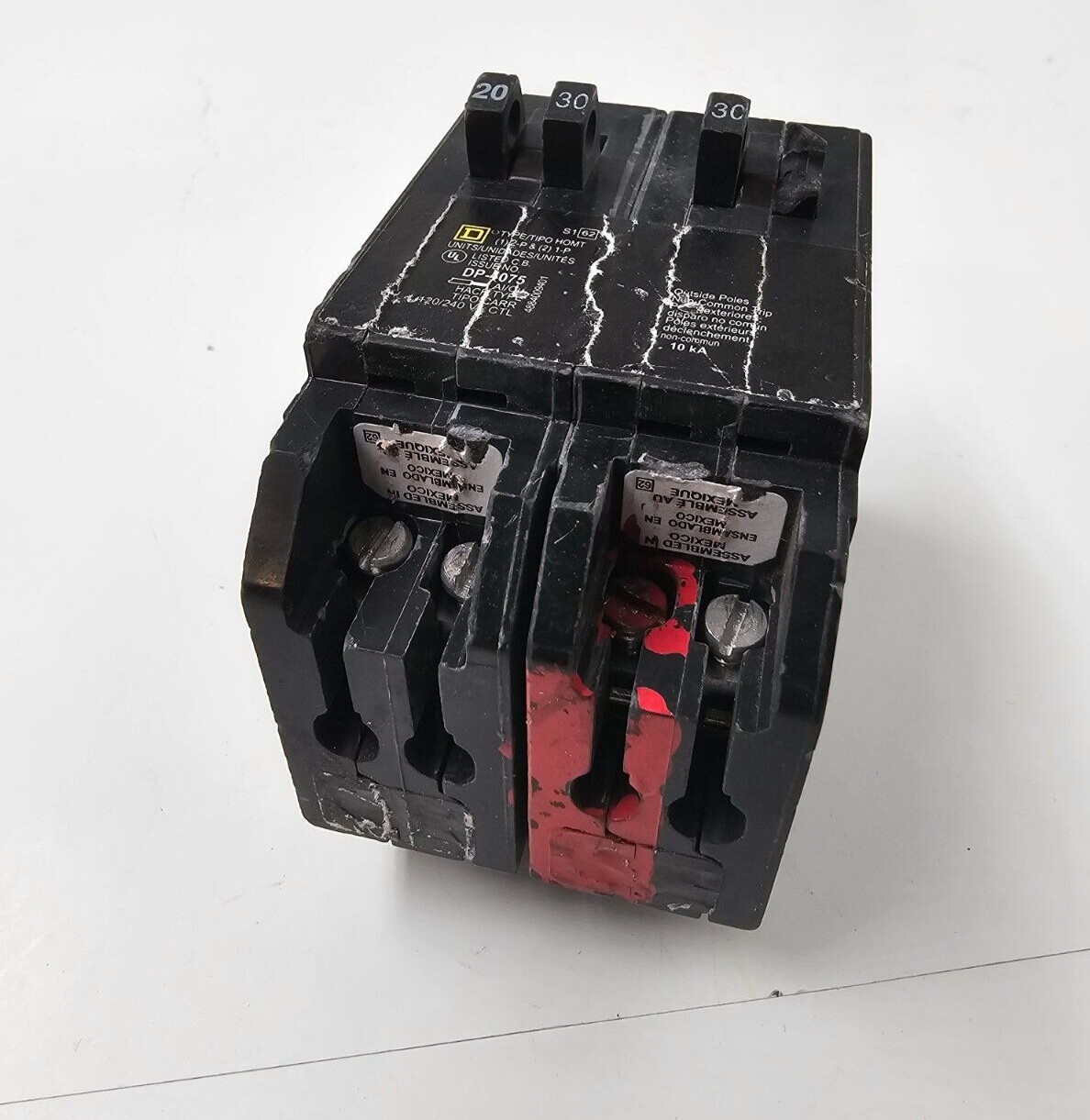 SQUARE D HOMT2020230CP Quad Two 1 Pole 20 Amp 1 2P 30A Plug In Breaker