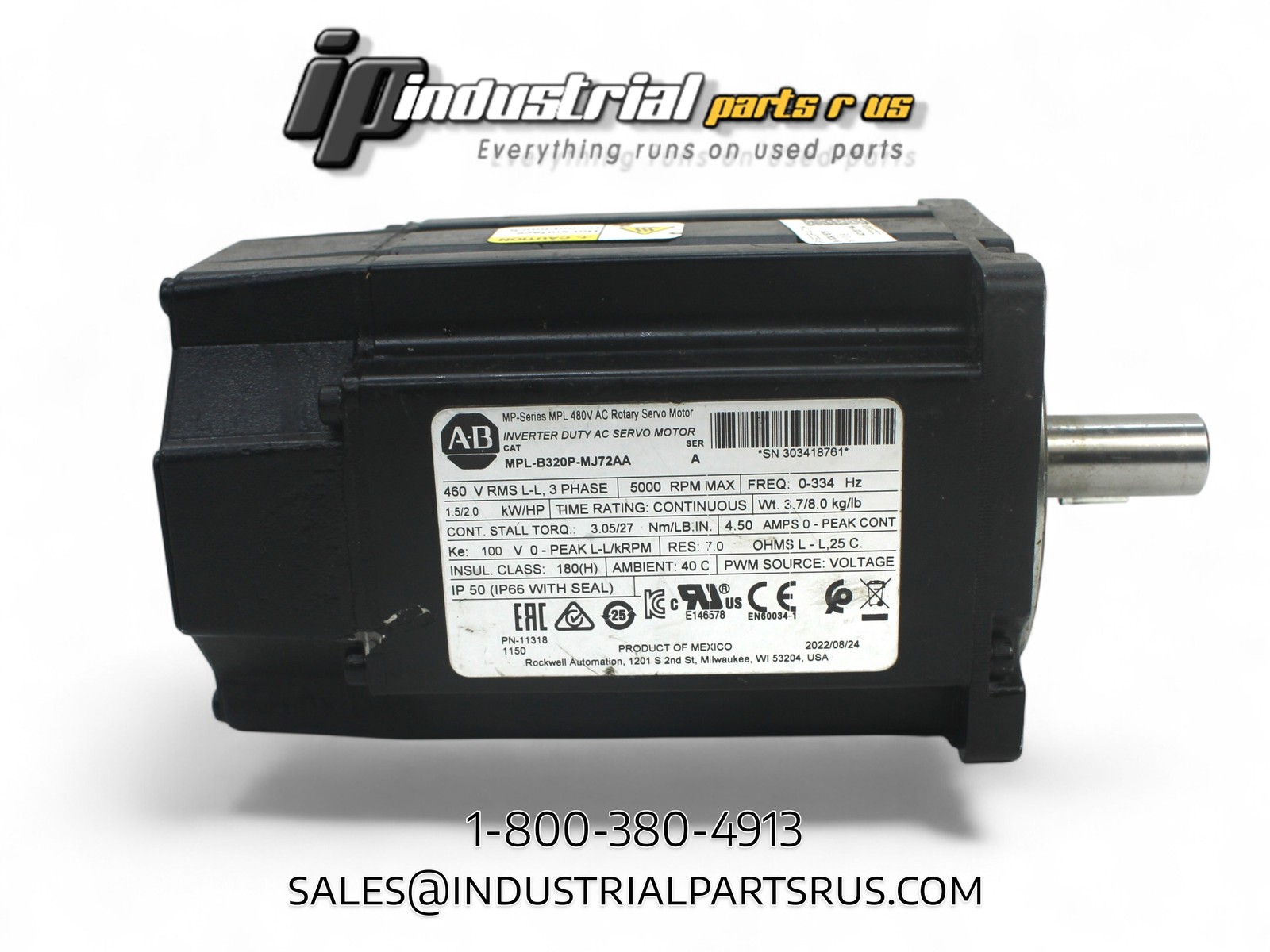 Allen Bradley MPL-B320P-MJ72AA Ser. A AC Servo Motor, 400V