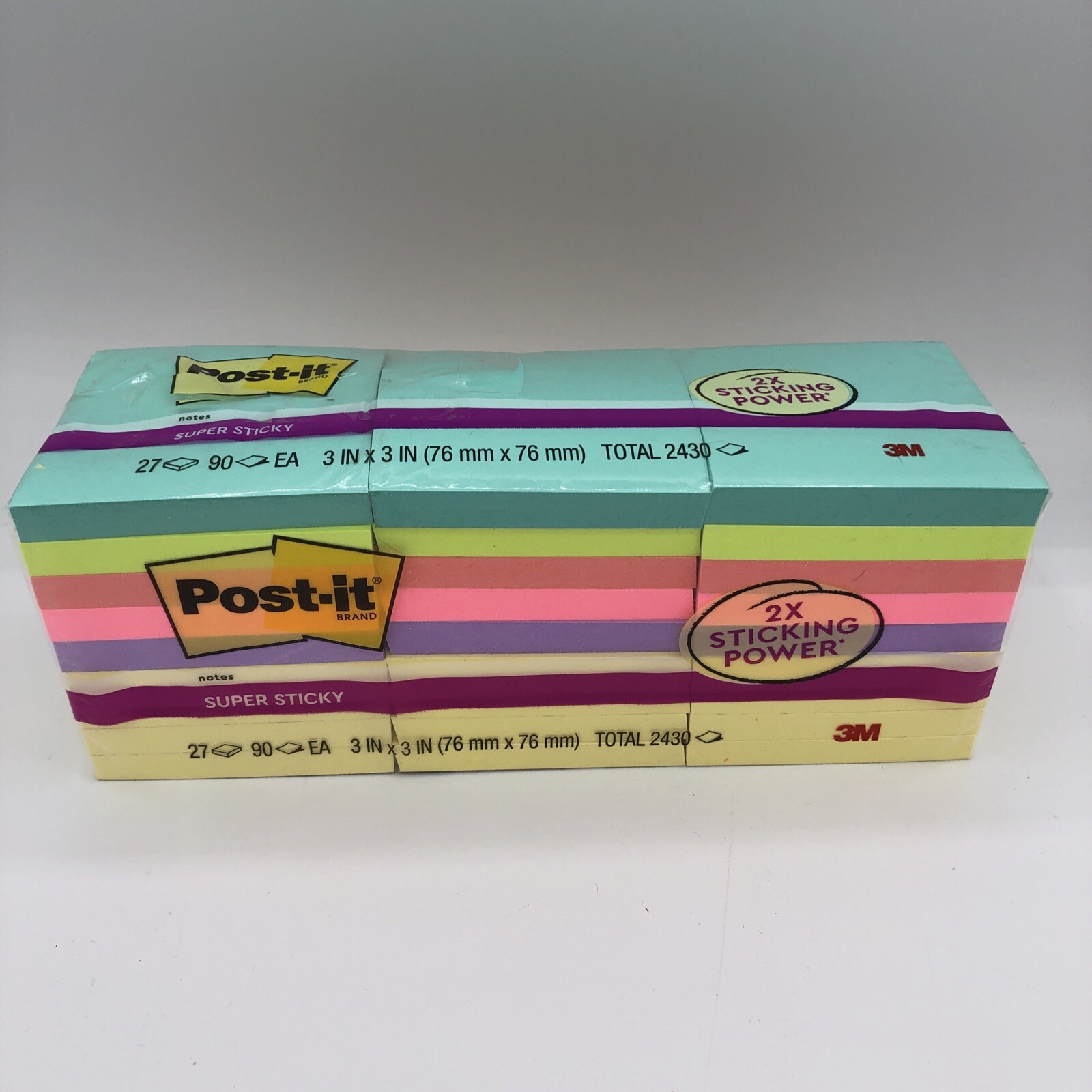 Post-it Brand 3M 3 Inch X 3 Inch Post-It Notes 27 Pads Neon Color New In Open