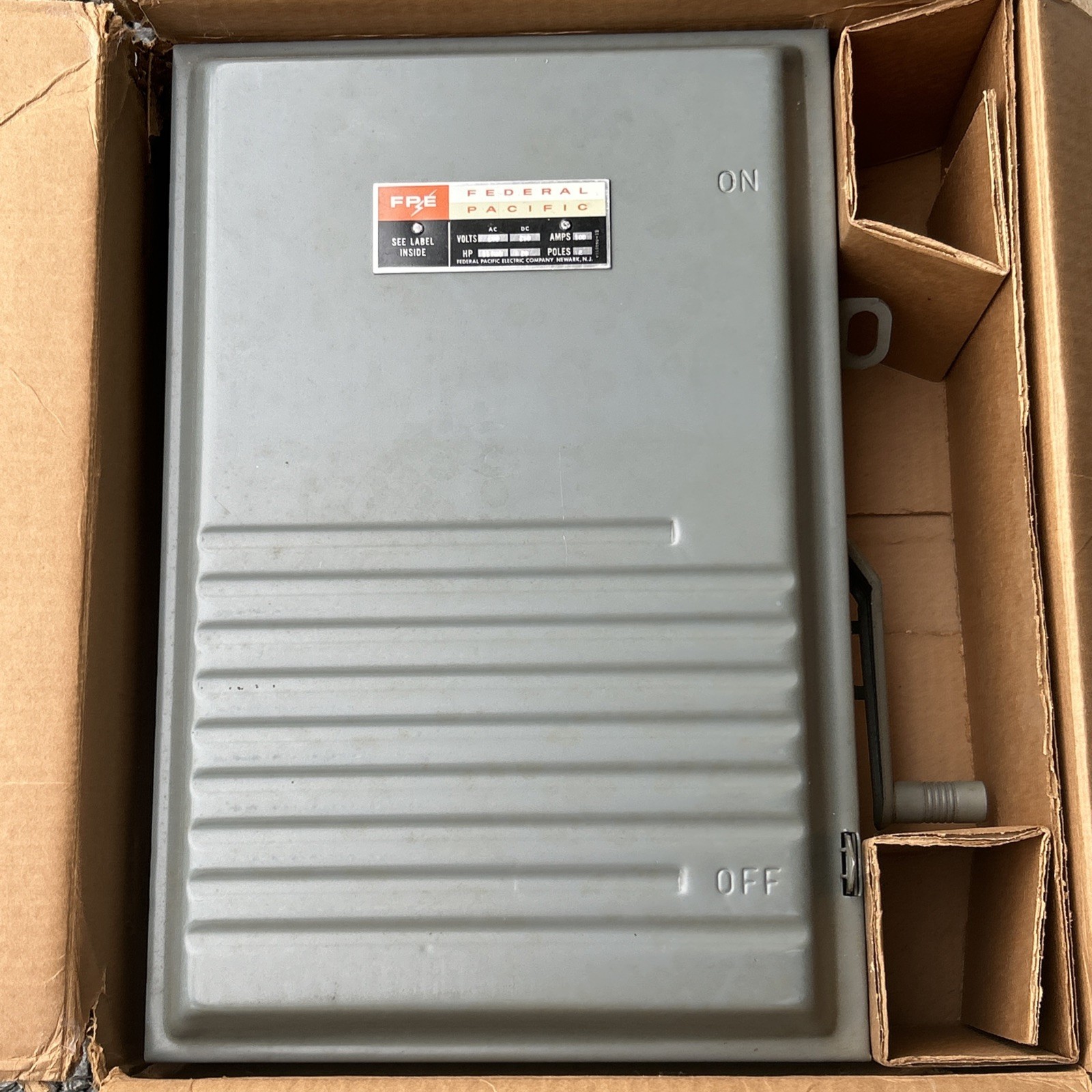 Vintage Federal Pacific Electric Enclosed Safety Switch Box Original Box Papers
