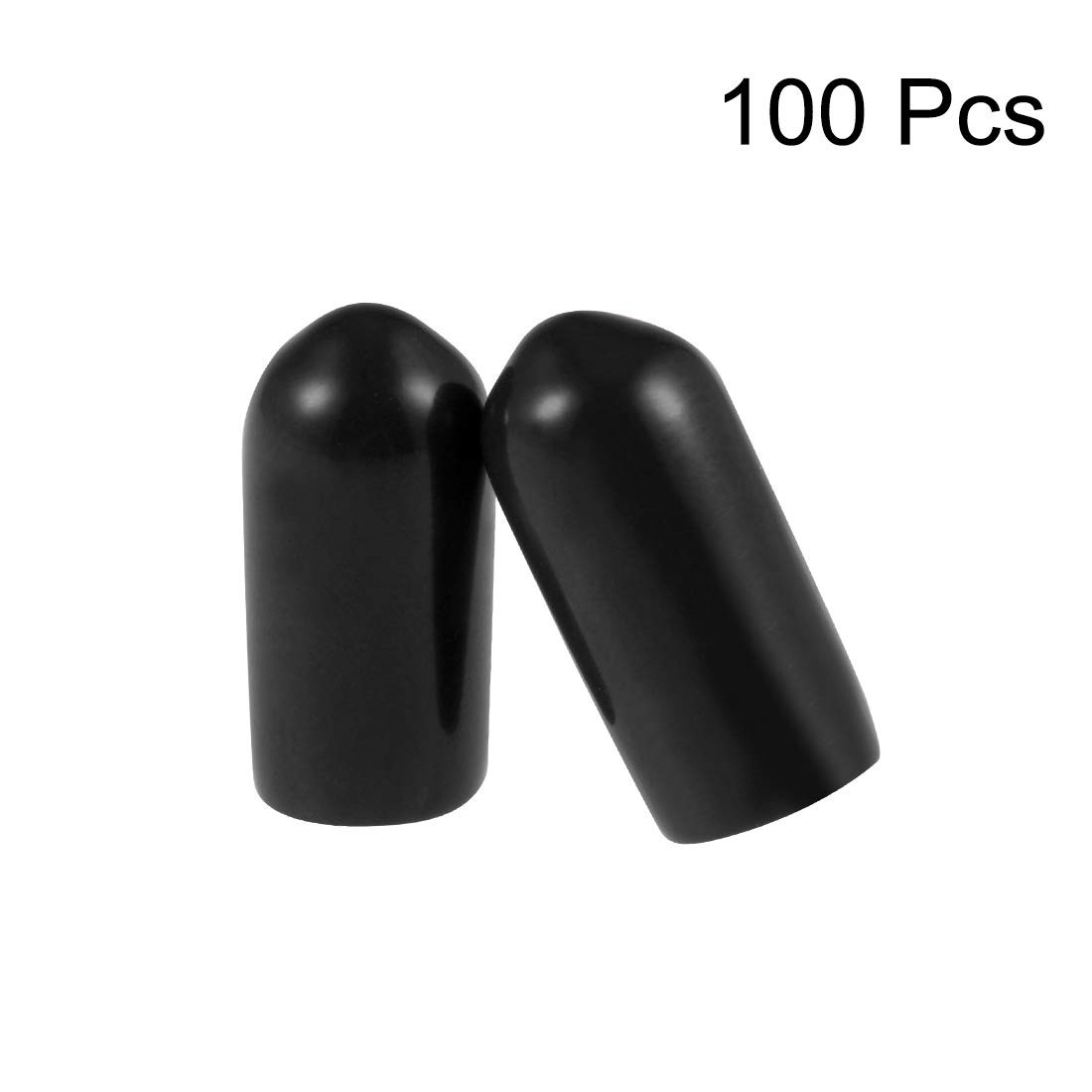 uxcell 100pcs Rubber End Caps 6mm(1/4-inch) ID Vinyl Round Tube 6mm, Black