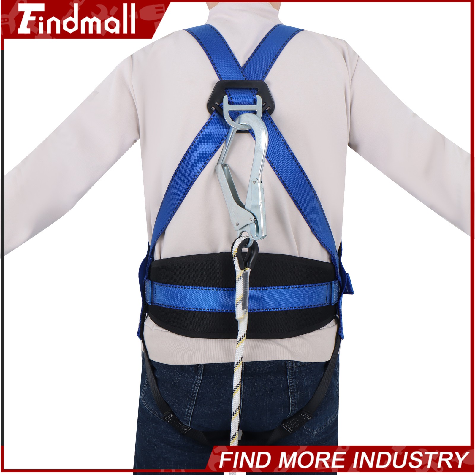 Findmall Full Body Roofing Harness Fall Protection Kit W/Shock Absorbing Lanyard
