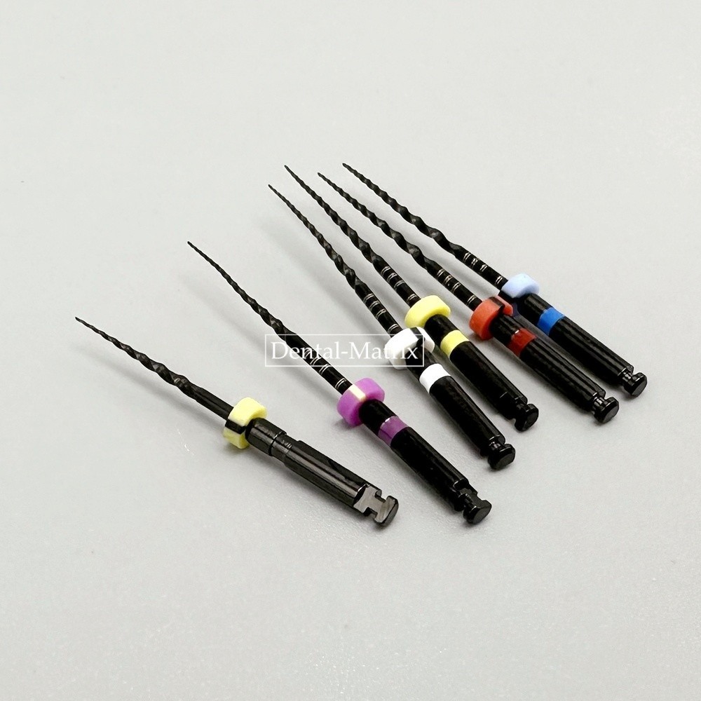 6pcs Dental Nickel Titanium Heat Activated Root Files Black Rotary Files 25mm