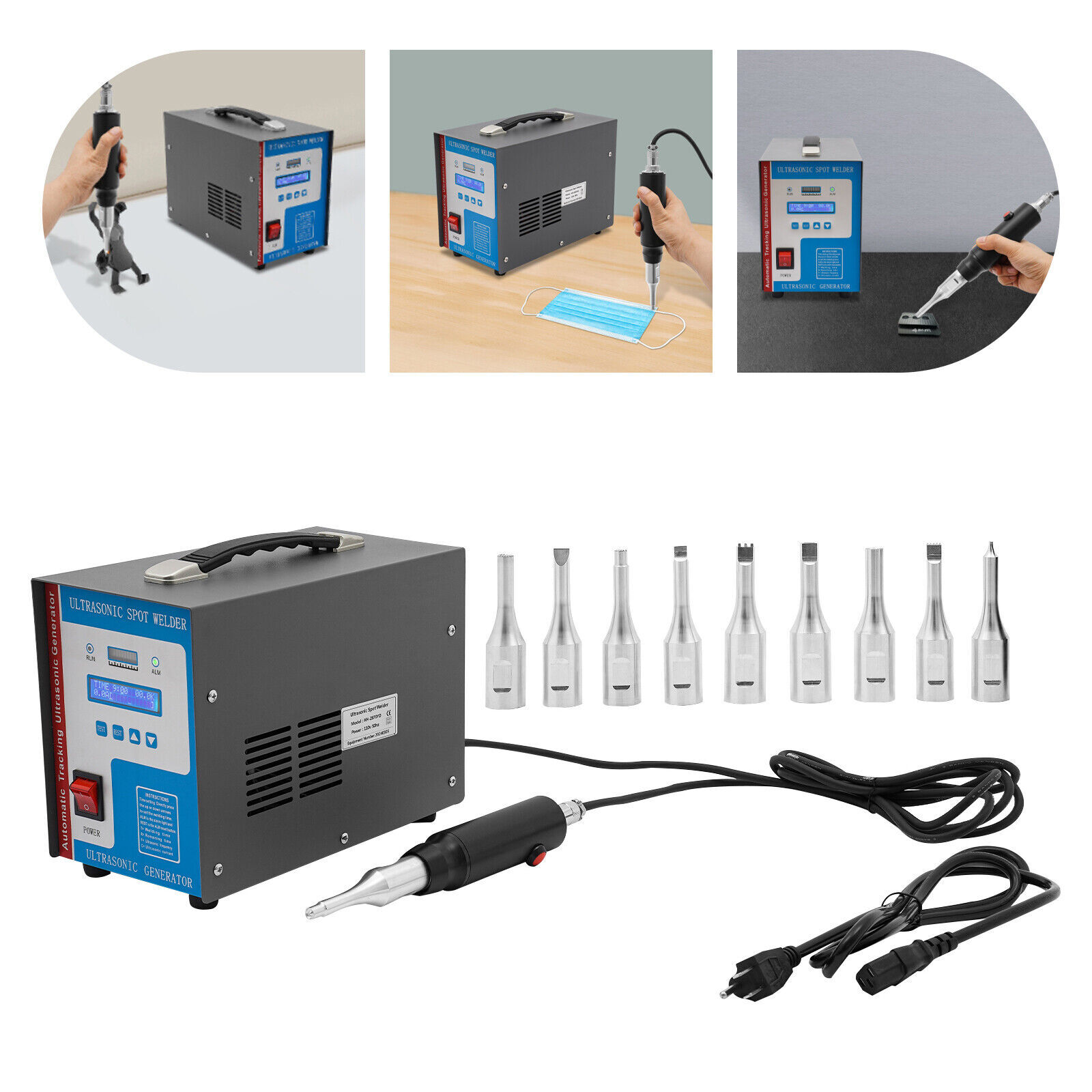 110V Portable Ultrasonic Plastic Welder Ultrasonic Spot Welding Machine 10in1