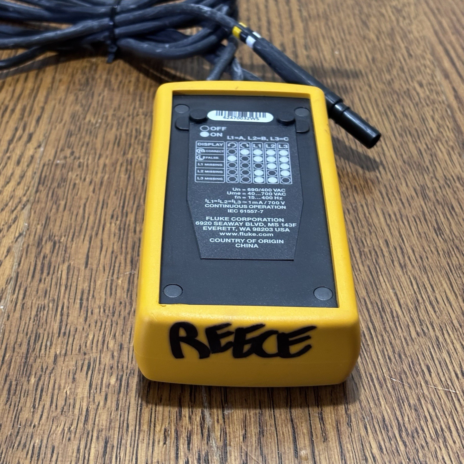 Fluke 9040 Digital Phase Rotation Indicator Meter Rotation Tester 3 Phase Meter