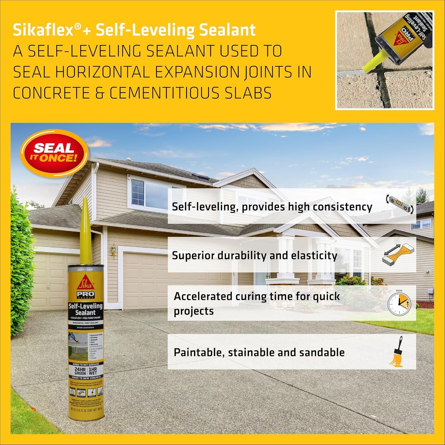 Flex Gray Polyurethane Self-Leveling Sealant – Cures Quickly, Paintable Finish