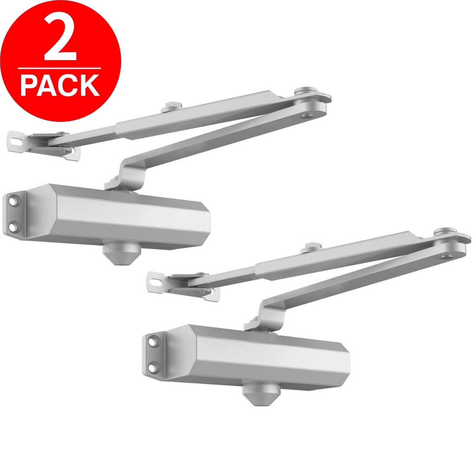 2 Pack 65-85 Kgs Size4 Commercial Door Closer Silver Aluminium Alloy Heavy Duty