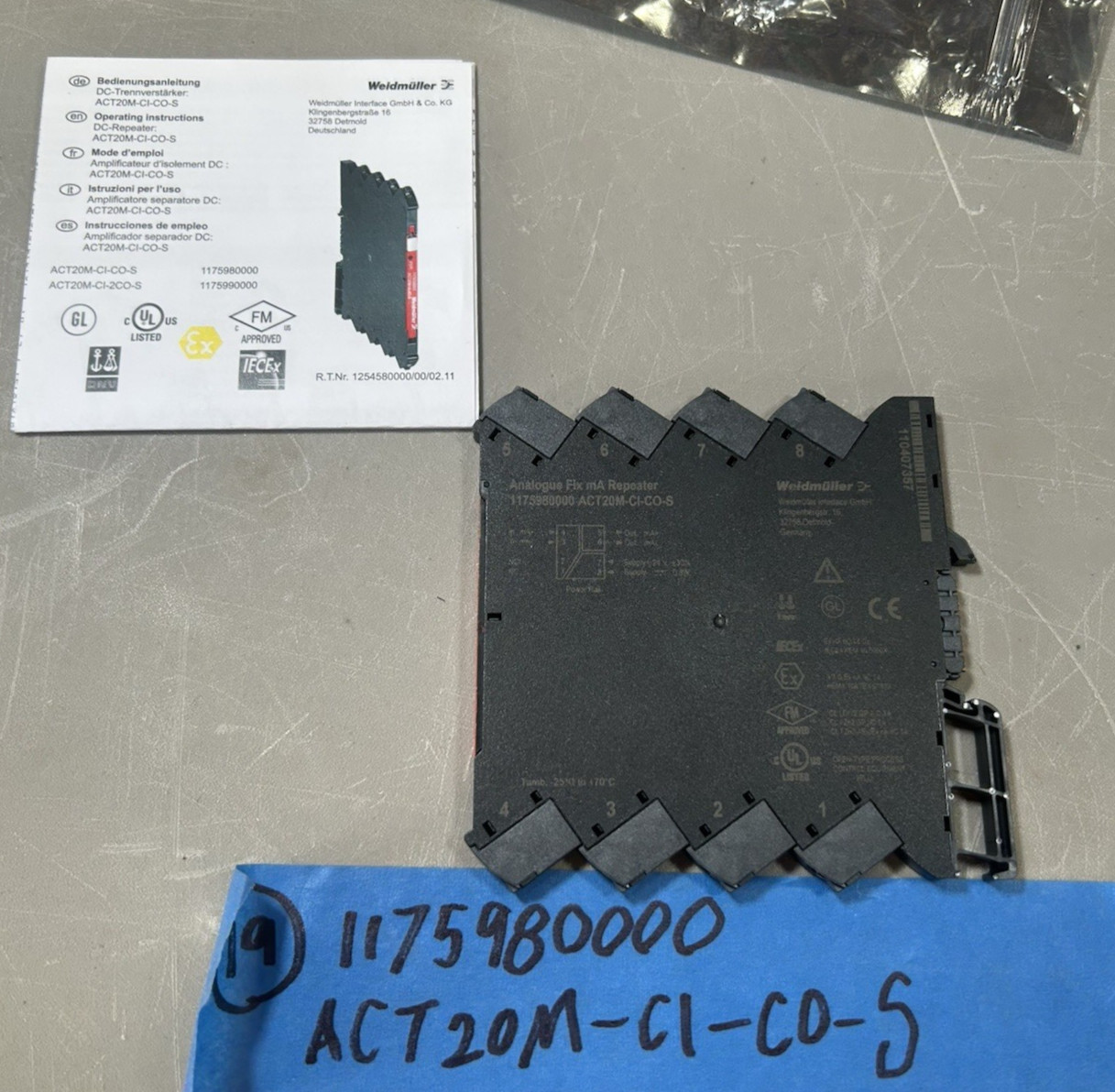 NEW WEIDMULLER 1175980000 ACT20M-CI-CO-S Signal Transmitter