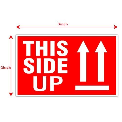 300 Pcs This Side Up Warning Stickers for Shipping and 2*3 inches, Red