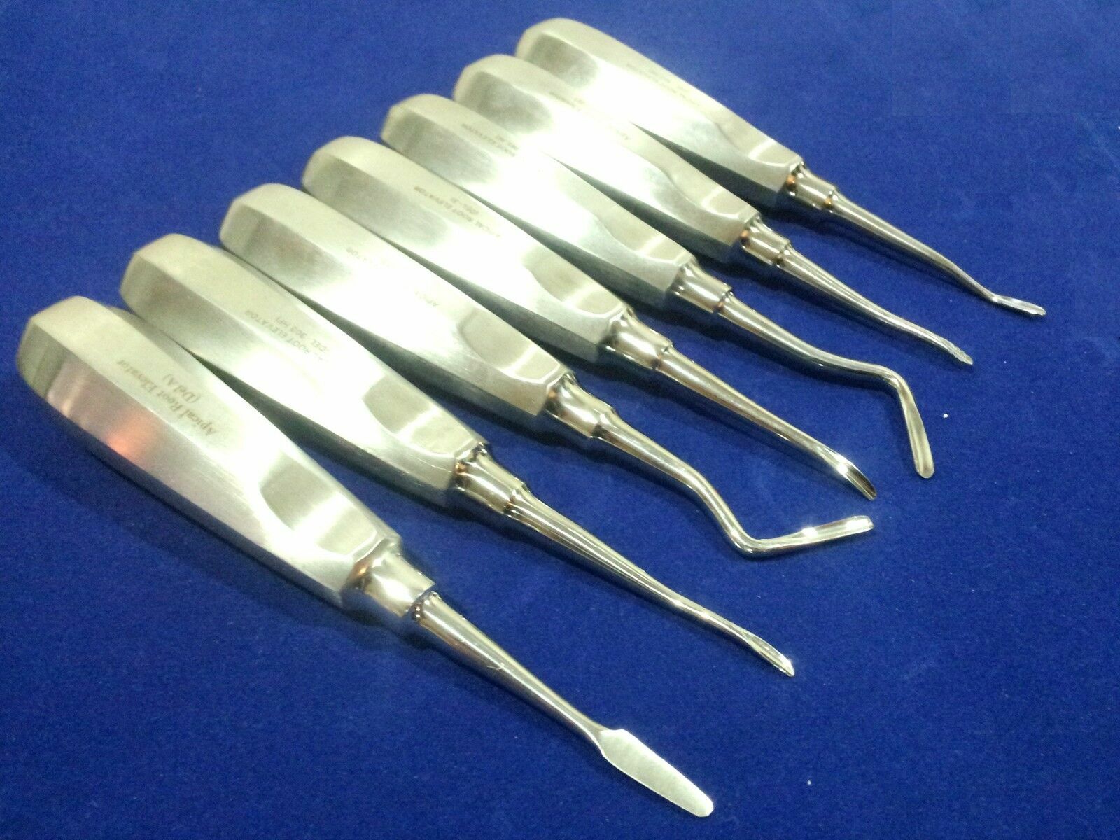 SET OF 7 DENTAL LUXATING APICAL ROOT TIP EXTRACTION EXTRACTING ELEVATORS KIT