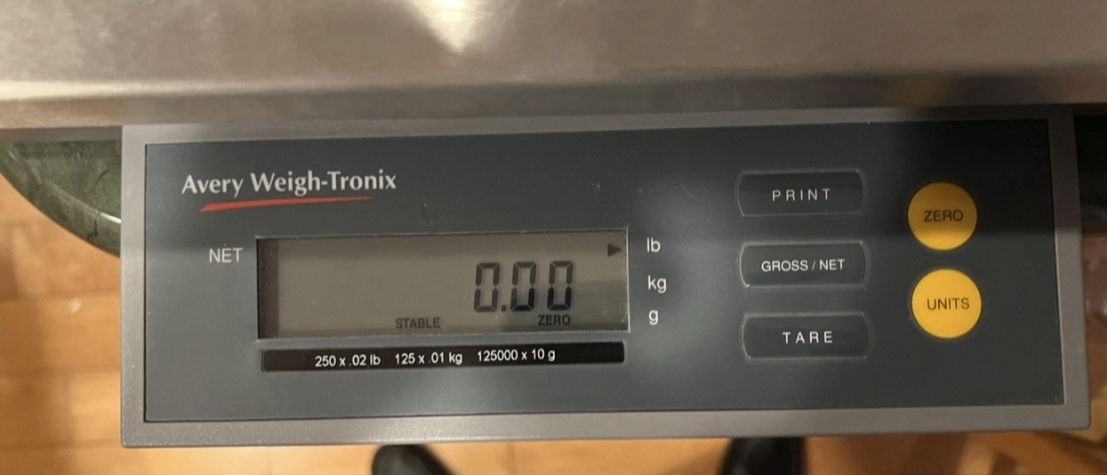 Avery Weigh-Tronix 3634B-250 Bench Scale Trade Legal 18” x 18” 250 Lb Capacity