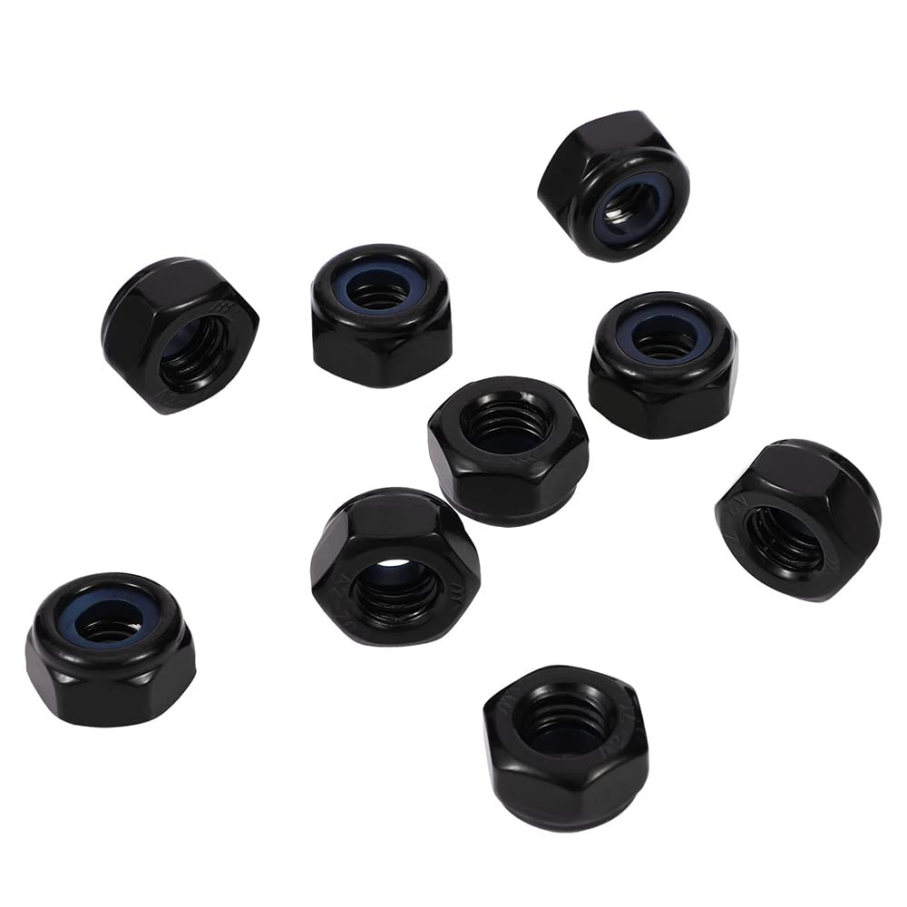 1/2-13 Nylon Insert Hex Lock Nuts Locknuts, 304 Stainless Steel 18-8, Black O…