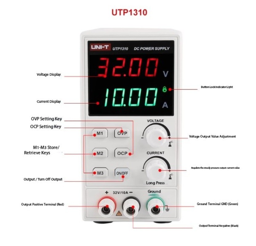 Digital Display Adjustable Single Channel DC Regulated Power Supply 0-32V 0-6A