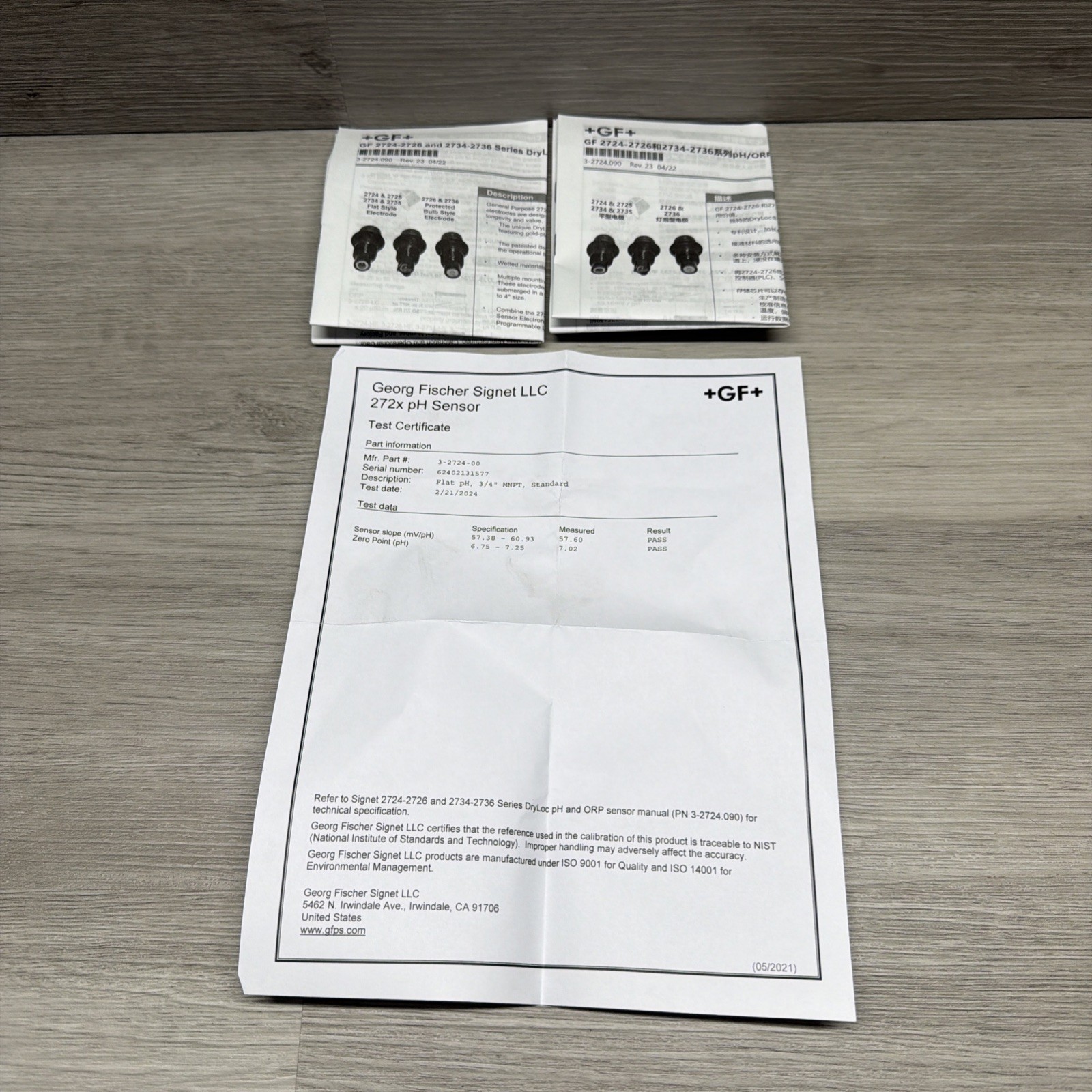 Georg Fischer GF Signet 159001545 3-2724-00 DryLoc 2724 pH Sensor, New