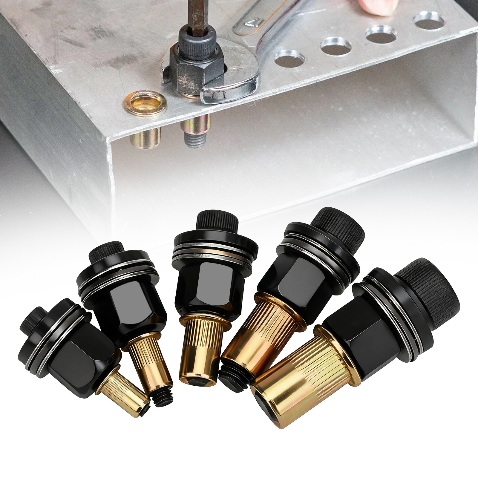 5pcs Manual Rivet Nut Tool Adapter Set M4-M10 Inserts Rivnut for Drill & Wrench
