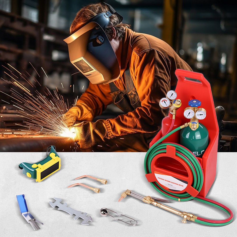 Oxy Acetylene Torch Kit Brass 4L Oxygen Tank Welding Cutting Metal Repair Tool