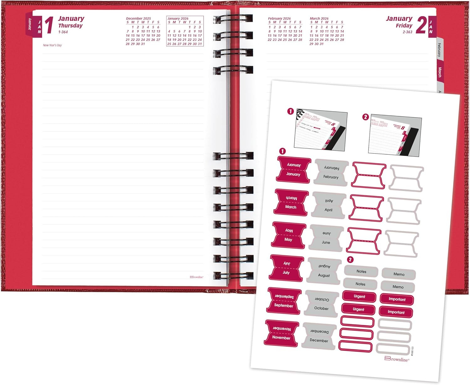 ® 2026 Coilpro™ Daily/Monthly Planner, Untimed Journal, 12 Months, January to De