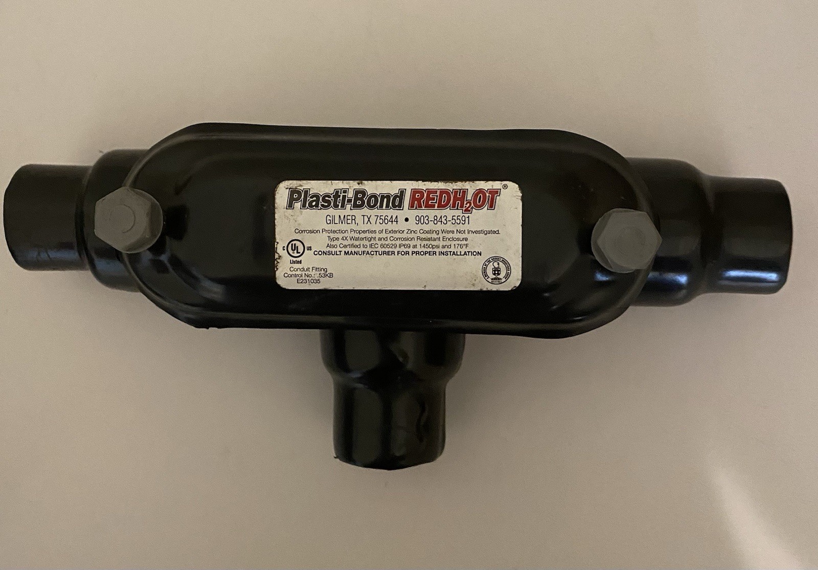 Plasti-Bond REDHOT PVC coated 1″ T conduit body explosion proof hazardous
