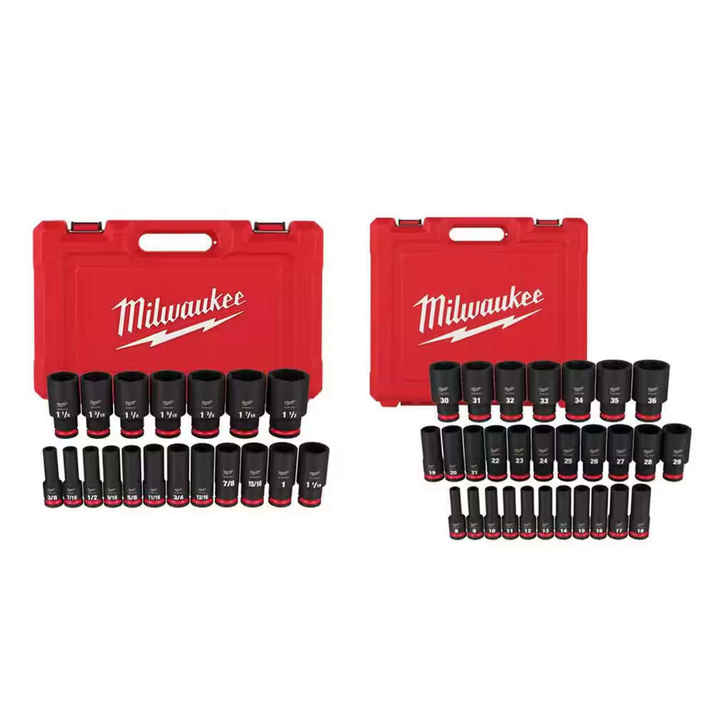 SHOCKWAVE 1/2 In. Drive Sae/Metric 6 Point Impact Socket Set (48-Piece)