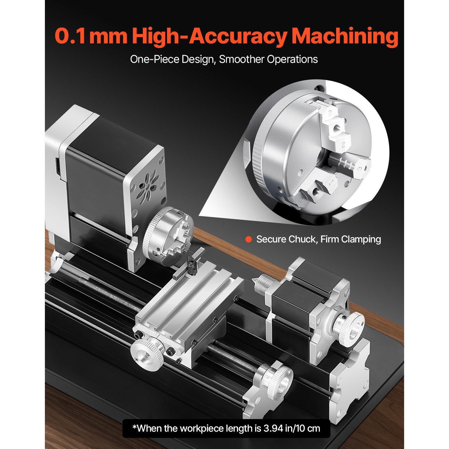 Mini Metal Lathe Machine 2.76 x 5.12 in Power Metal Lathe 20,000 RPM 36W