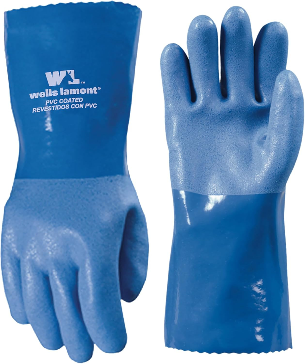 Heavy Duty Rubber Gloves with PVC Coating, Chemical and Abrasion Resistant, Wate
