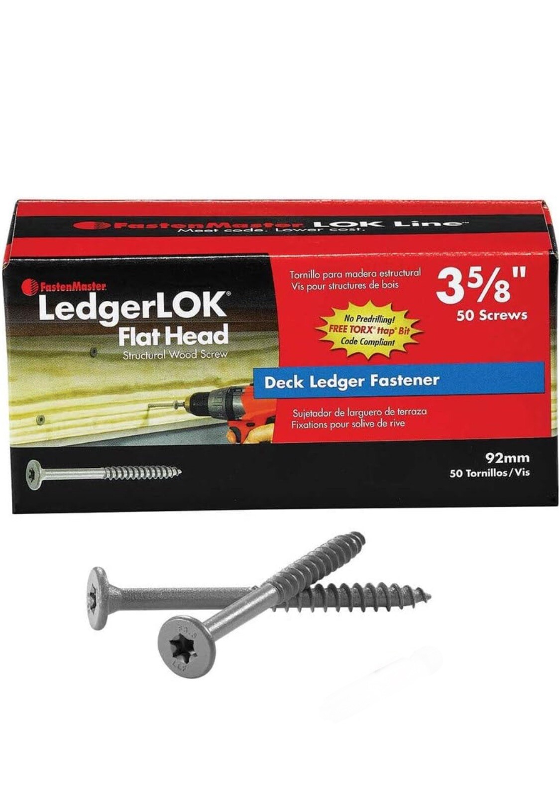 Star Flat Head Epoxy Wood Screws 12 x 3-5/8″ FMLLF358-50 No Drill Bit