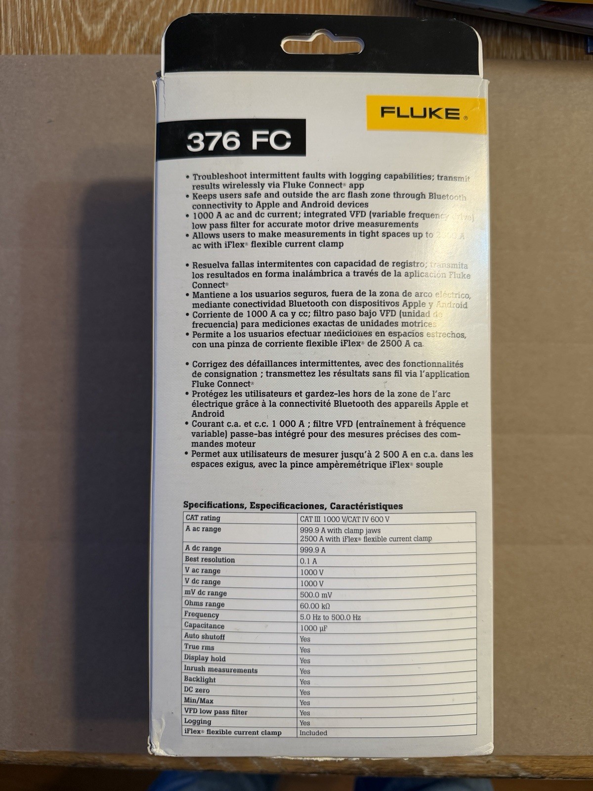Fluke 376 FC Wireless True RMS 1000A AC/DC Clamp Meter i2500-18 iFlex Flex Cable