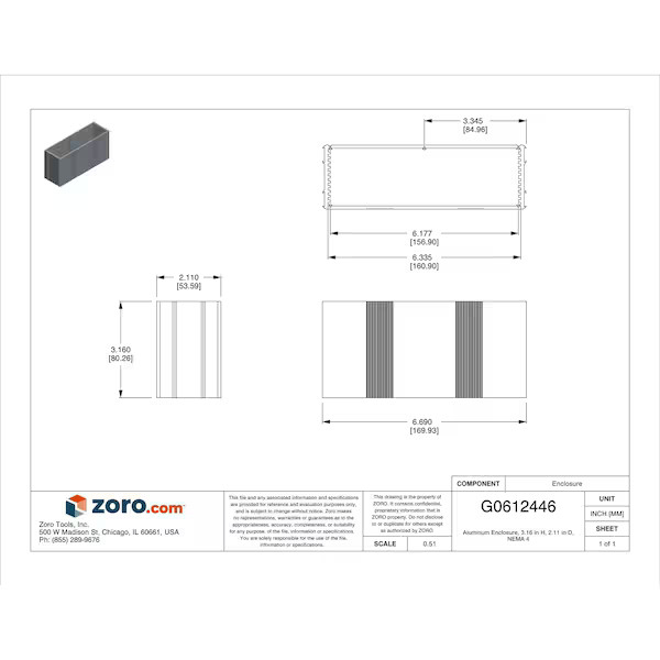 Box Enclosures Screws Electrical Enclosures, 3.16 in H, 2.11 in D, 6.69 in W, 4,