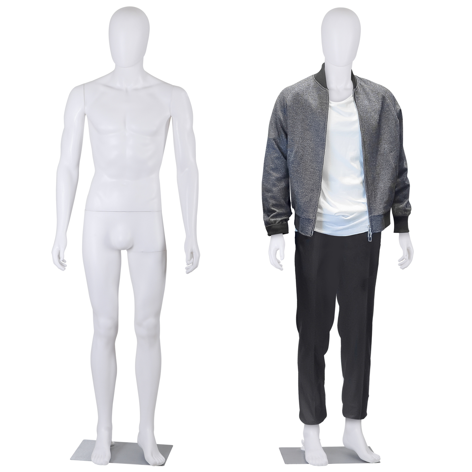 Male Mannequin Dress Form 73″ Adjustable Stand w/Base White Mannequin Full Body