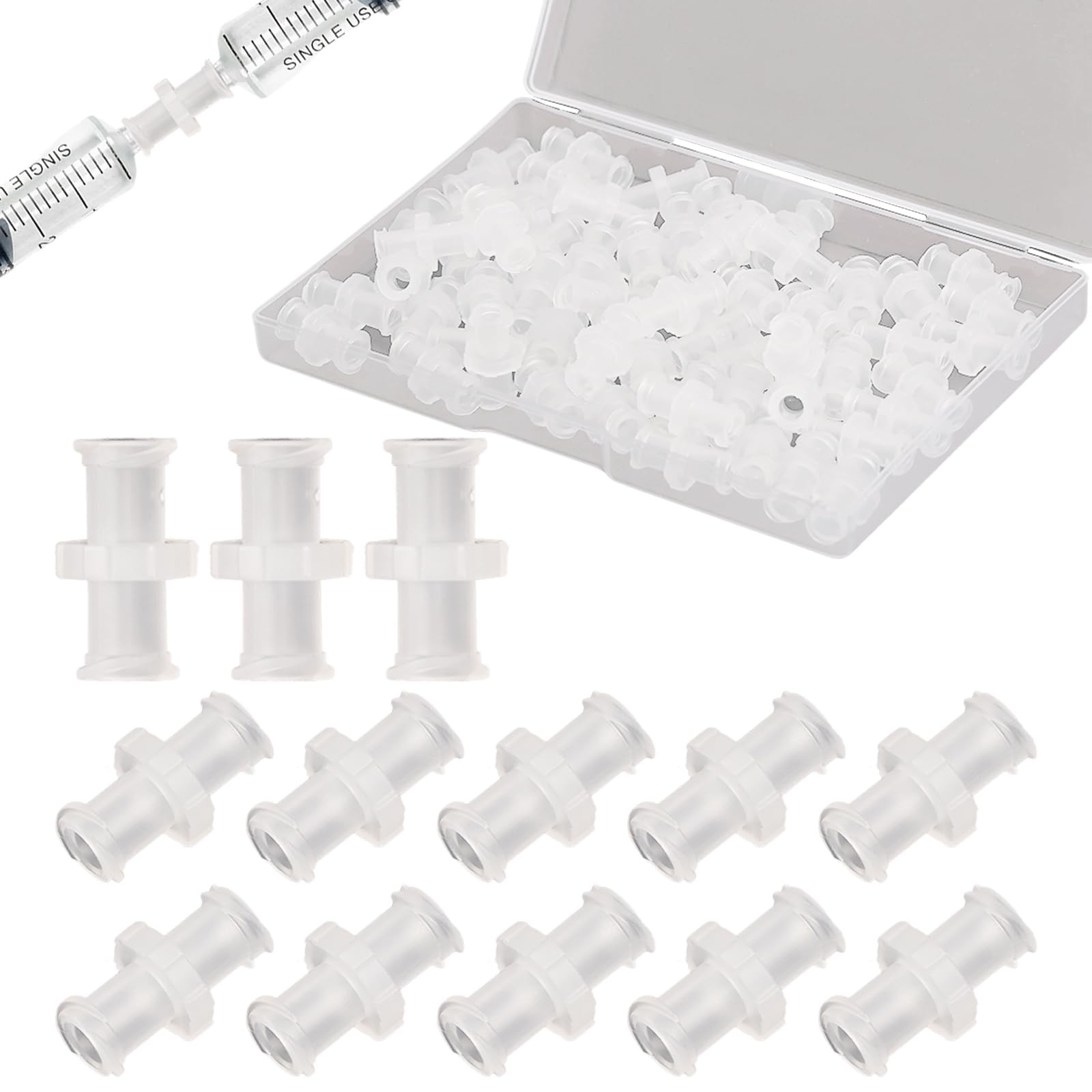 60 Pcs Luer Lock Connector Syringe Adapter Kit Female Luers Coupler