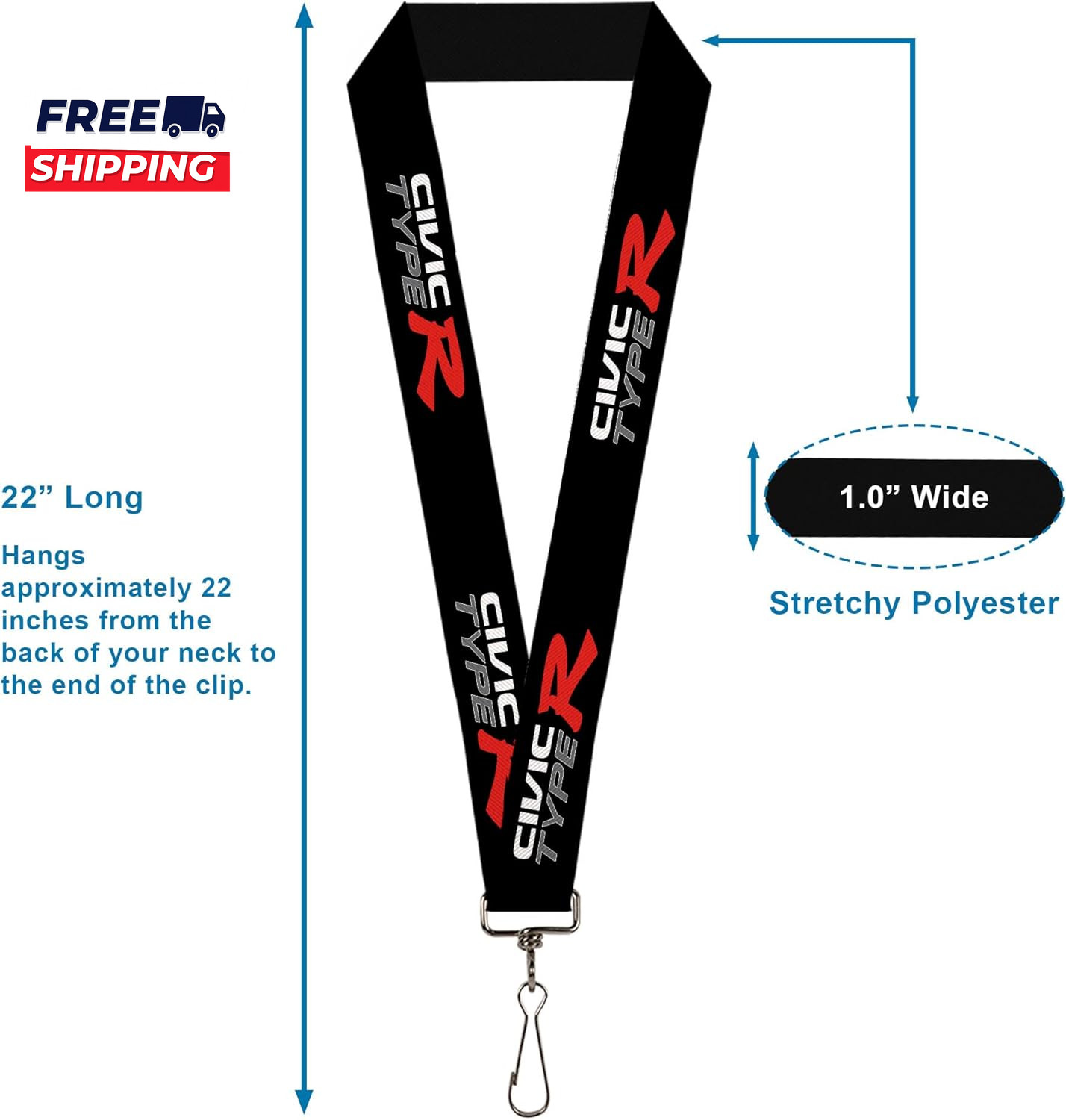 Honda Lanyard Civic Type R Black White Gray Red Elastic