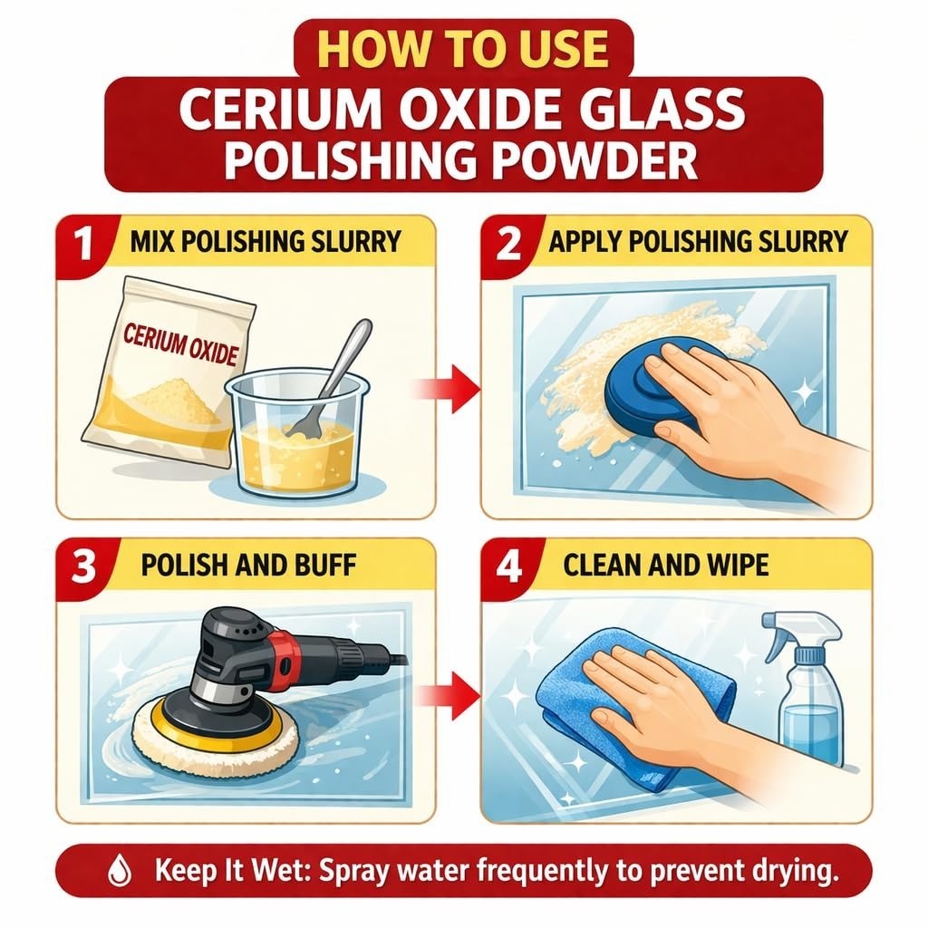 14 oz Cerium Oxide Glass Polishing Powder – Removes Scratches & Water Spots