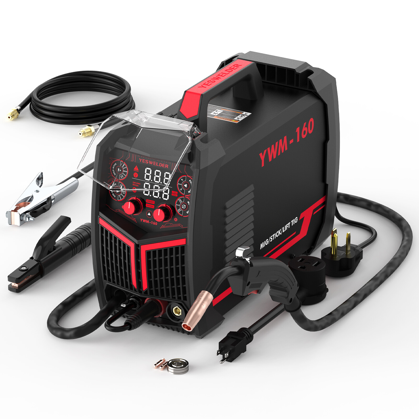 Flux Cored/MIG/Lift TIG/Stick Welder,160Amp 110V/220V, 4 in 1 Welding Machine