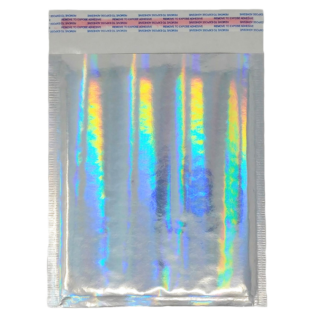 6×10 Pink & Hologram Metallic Bubble Mailers Holographic Air Shipping Envelopes