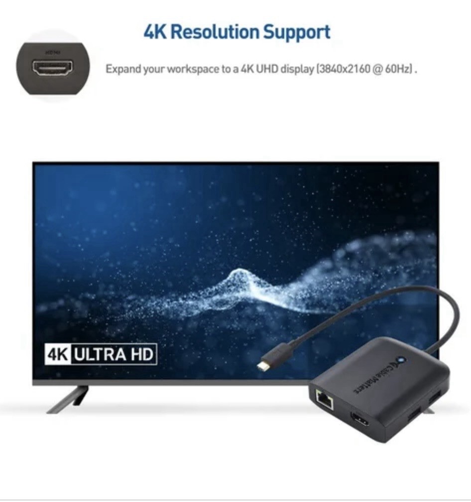 Cable Matters USB-C Multiport Adapter with 4K HDMI, 2x USB, Ethernet, and Power