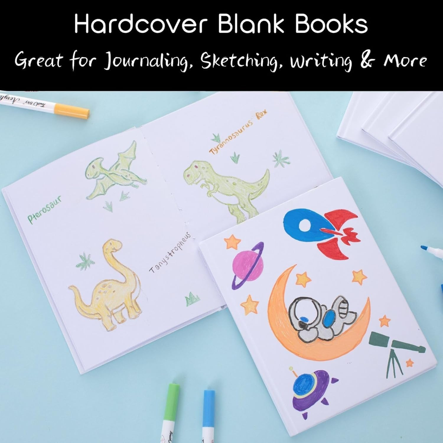 6 Pack Hardcover Blank Book,6×8 Inch Unlined Sketchbook Journal – 18 Sheets/36 P
