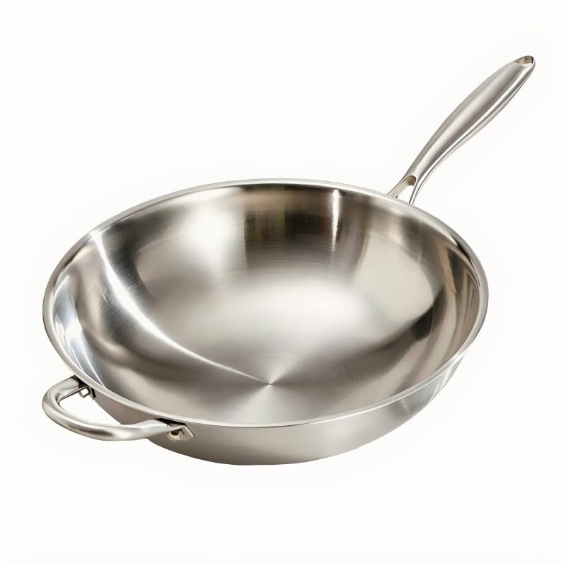 Firequince 13 Inch Stainless Steel 316 Wok Lid Stir-Fry Pans Dishwasher And