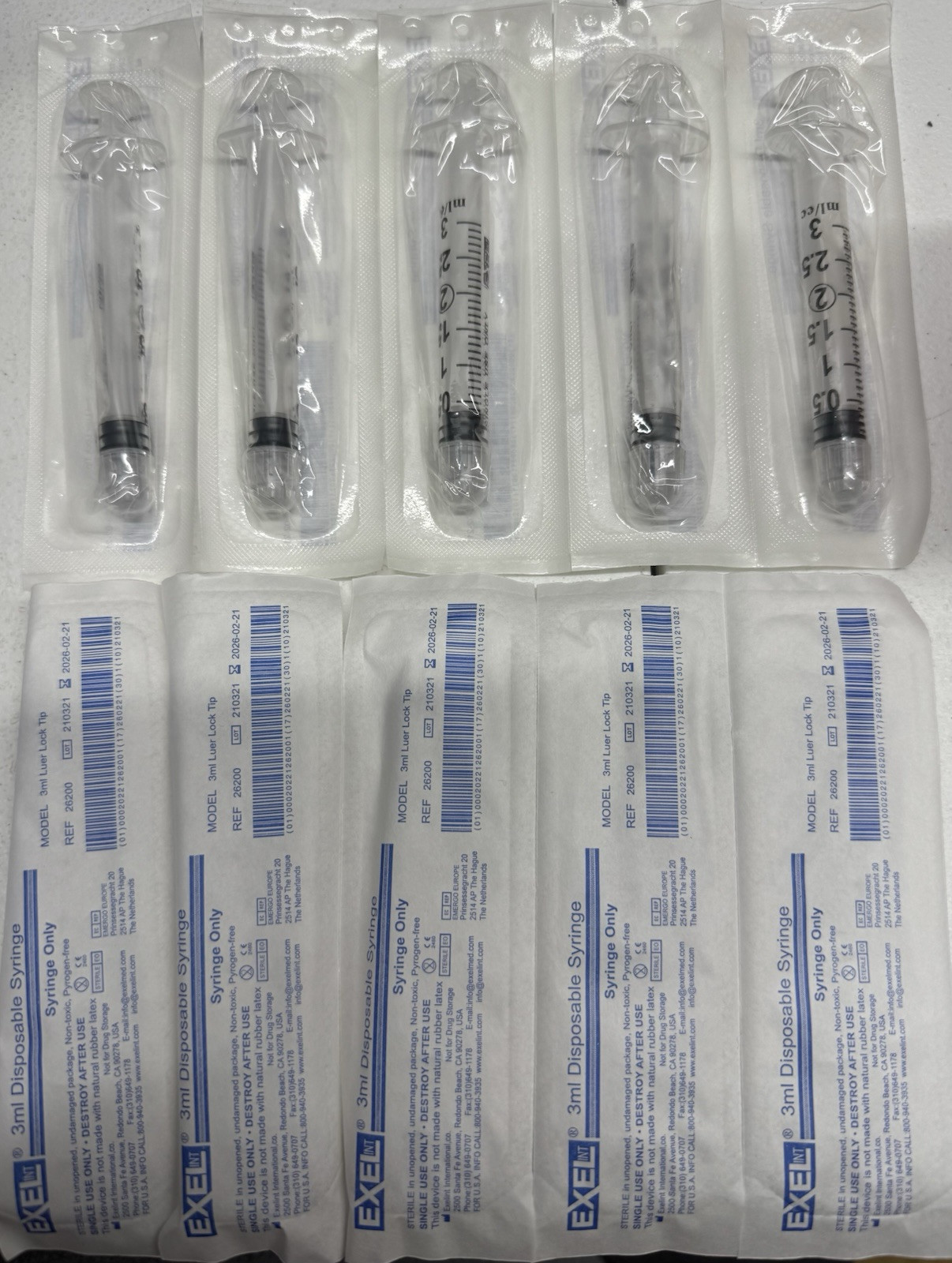Exel 3ml (3cc) Luer Lock Syringe, 100/Box, 26200