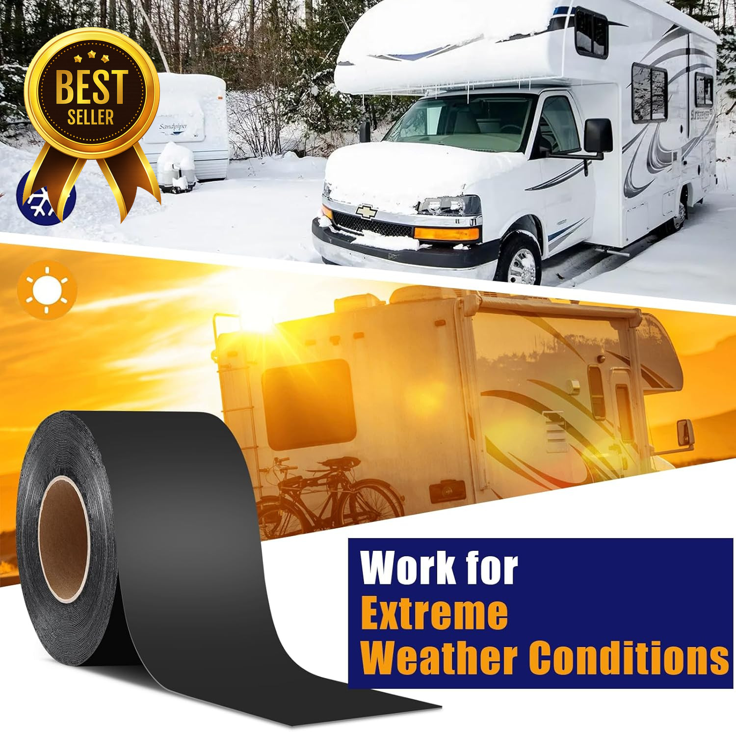 Butyl Sealant Tape 4″ x 50′ Black, Waterproof RV Roof Tape, UV & Weatherproof