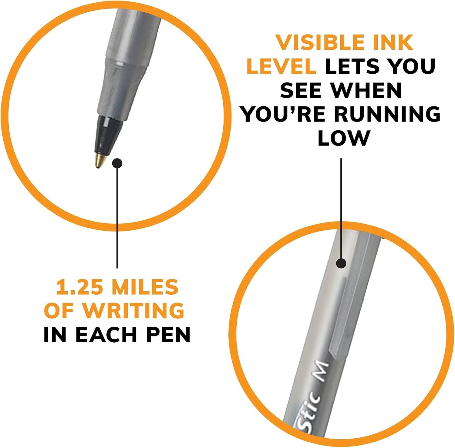 Pack of 12 Ballpoint Pen – Black Ink Ball Point Pens for Office Writing School