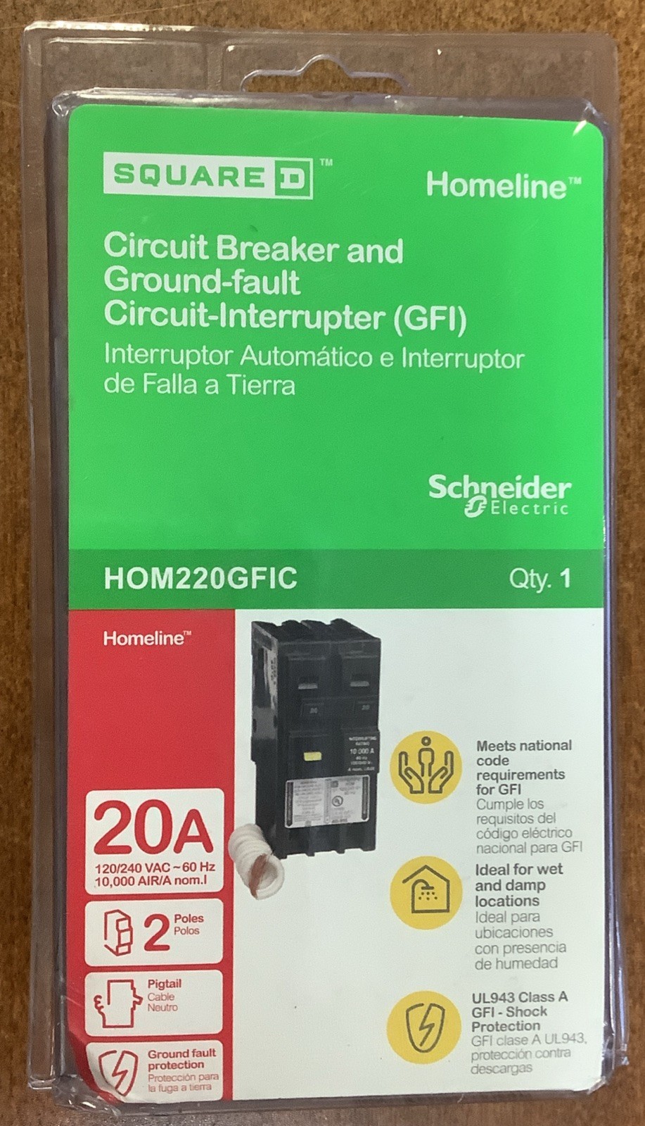 Square D HOM220GFIC 20 A Miniature Circuit Breaker – New Sealed! Free Shipping!