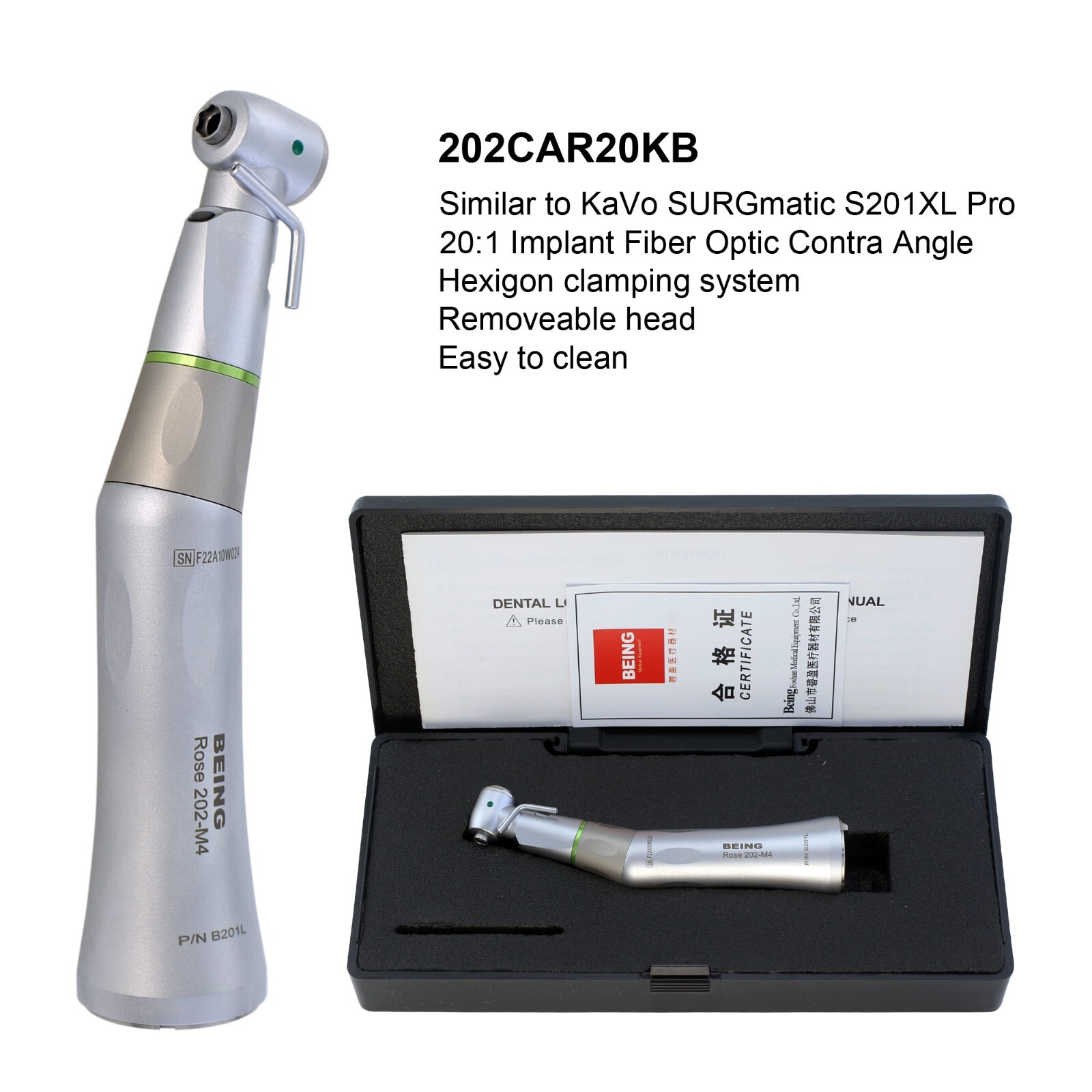 BEING Dental Implant Contra Angle Surgical Handpiece 20:1 Fiber Optic KaVo S201
