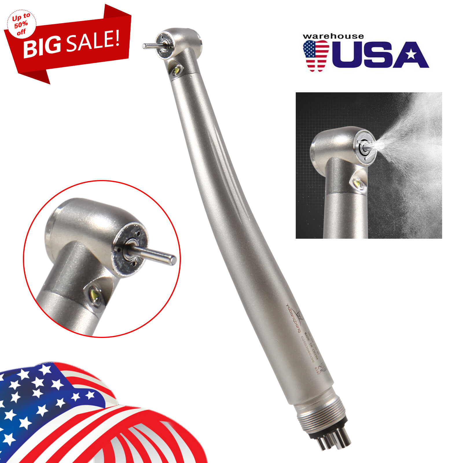 10pcs Dental Fiber Optic LED E-generator High Speed Handpiece 3 Spray 4 Hole st