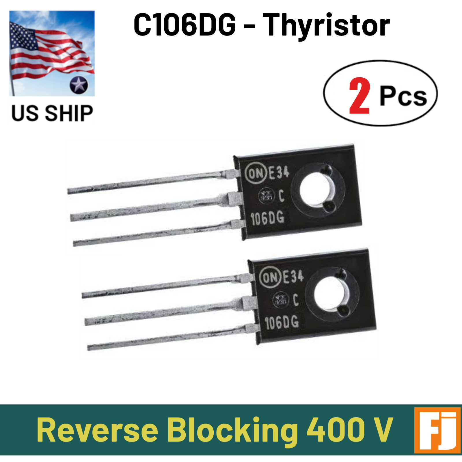 2 Pcs – C106DG Reverse Blocking Thyristor | TO-126 | 4 Amp 400 Volts | US Ship